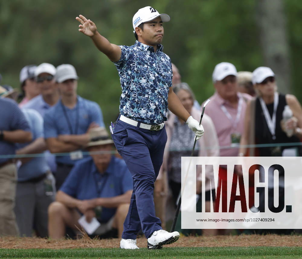 Kabuki Higa reacts after hitting approach shot to first green during first round at the Masters tournament at Augusta National Golf Club in Augusta, Georgia on Thursday, April 6, 2023. AUG20230406240 JOHNxANGELILLO