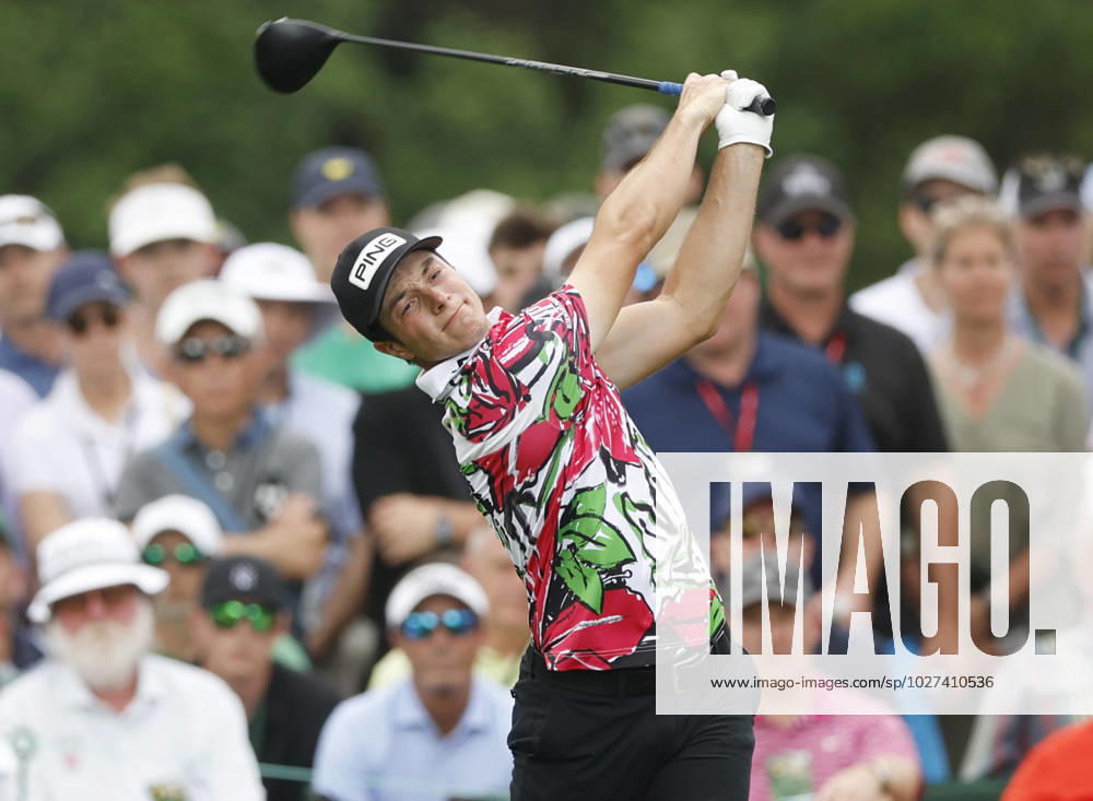 Viktor Hovland of Norway hits his tee shot on the 17th hole in the first round of the Masters Tournament at Augusta National Golf Club in Augusta, Georgia on Thursday, April 6, 2023. AUG20230406005 JOHNxANGELILLO