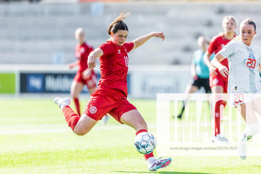 Denmark v Iceland, U23 Women?s football friendly, Elsinore, Denmark Elsinore, Denmark. 06th, April 2023. Mathilde Carstens (10) of Denmark seen during the U23 women?s football friendly between Denmark and Iceland at Elsinore Stadion in Elsinore. Helsingor Denmark