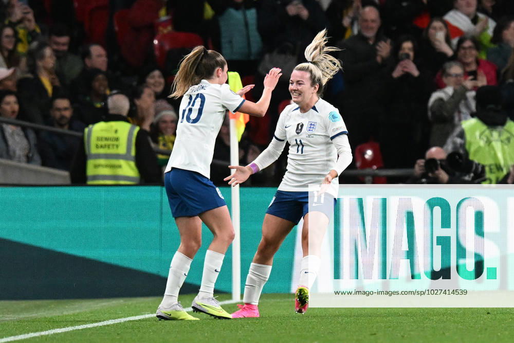 England Women v Brazil CONMEBOL UEFA Women s Champions Cup Finalissima Goal 1-0 - Ella Toone of England celebrates scoring the opening goal during the CONMEBOL UEFA Women s Champions Cup Finalissima match between England Women and Brazil at Wembley Stadium, London, England on 6 April 2023. London Wembley Stadium Greater London England Editorial use only ,