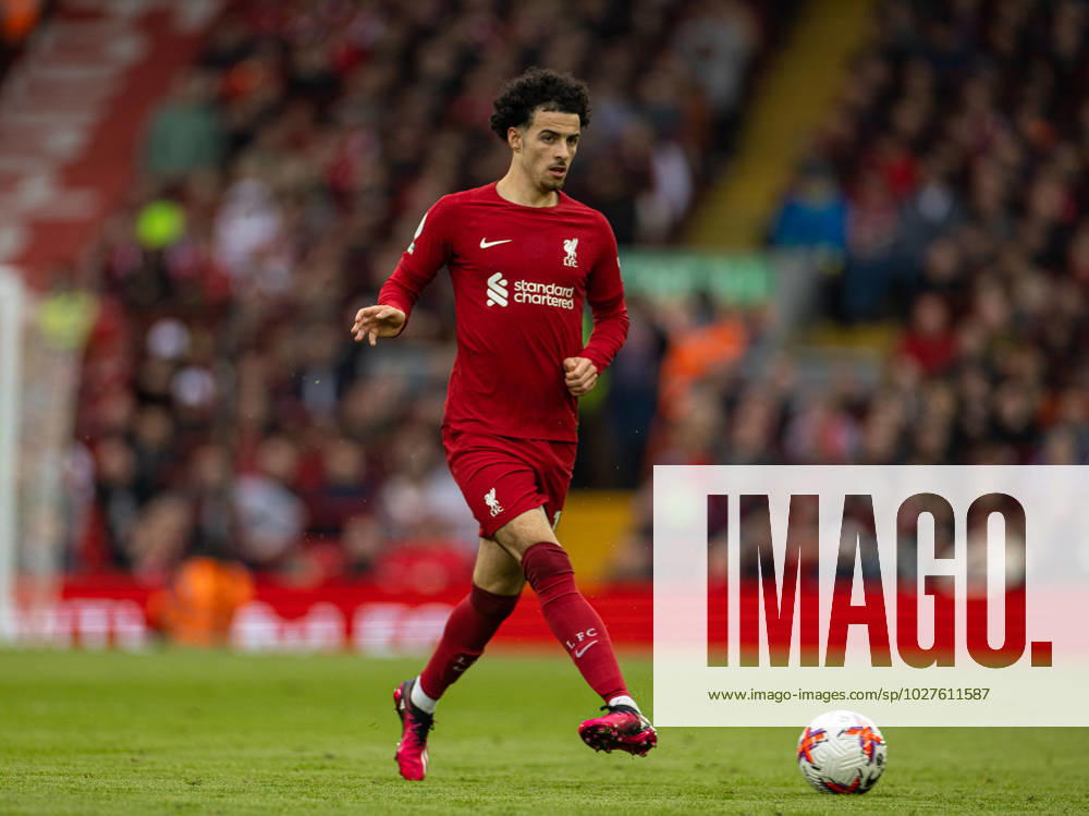 Football - FA Premier League - Liverpool FC v Arsenal FC LIVERPOOL, ENGLAND - Sunday, April 9, 2023: Liverpool s Curtis Jones during the FA Premier League match between Liverpool FC and Arsenal FC at Anfield. The game ended in a 2-2 draw. LIVERPOOL Anfield MERSEYSIDE ENGLAND