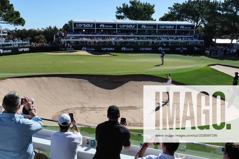 GOLF LIV TOUR ADELAIDE, Phil Mickelson captain of the Hyflyers nearly chips in from the bunker during LIV Golf Adelaide at the Grange Golf Club in Adelaide, Friday, April 21, 2023. ( NO ARCHIVING, , NO USE IN BOOKS WITHOUT CONSENT ADELAIDE SOUTH AUSTRALIA AUSTRALIA