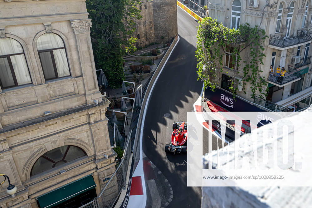 BAKU, AZERBAIJAN: Carlos Sainz, racing for the Ferrari team during the 2023 Formula 1 Azerbaijan Grand Prix at the Baku City Circuit in Baku, Azerbaijan
