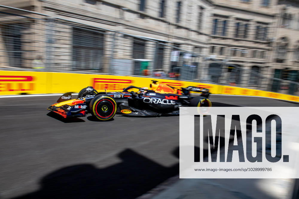 BAKU, AZERBAIJAN: Max Verstappen, racing for the Red Bull Racing team during the 2023 Formula 1 Azerbaijan Grand Prix at the Baku City Circuit in Baku, Azerbaijan