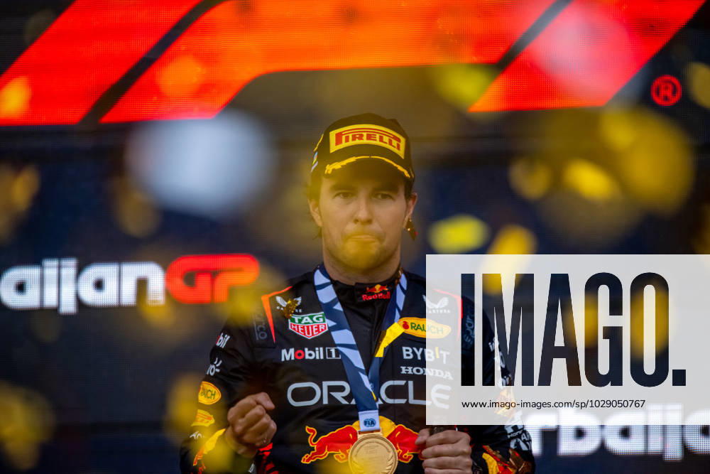 BAKU, AZERBAIJAN: Sergio Perez, racing for the Red Bull Racing team during the 2023 Formula 1 Azerbaijan Grand Prix at the Baku City Circuit in Baku, Azerbaijan