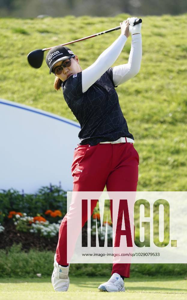 Golf: JM Eagle LA Championship Nasa Hataoka of Japan hits off the 17th tee during the final round of the JM Eagle LA Championship golf tournament at Wilshire Country Club in Los Angeles on April 30, 2023. A14AA0001422105P