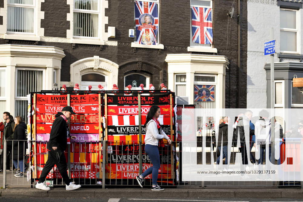Liverpool, England, 3rd May 2023. Fans gather outside Anfield ahead of the Premier League match at Anfield, Liverpool. Picture credit should read: Gary Oakley Sportimage . SPI-2418-0002