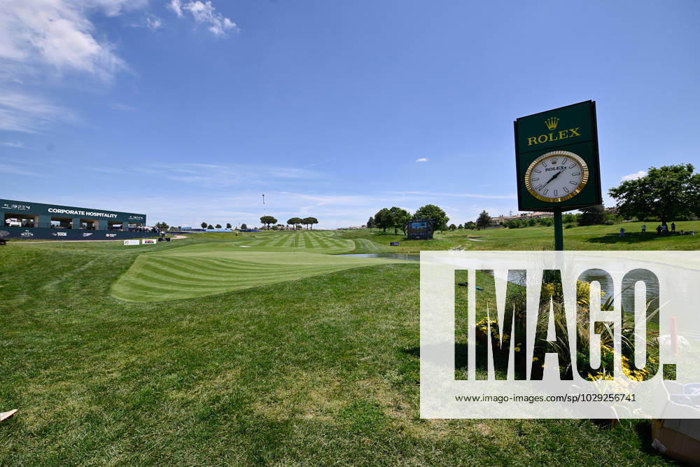 5th May 2023, Marco Simone Golf and Country Club, Guidonia, Italy; DS Automobiles Italian Open Golf round 2; a view of hole 18 of Marco Simone Golf Club ActionPlus12505214 AllxShotxLive