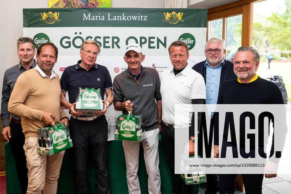 GOLF - Goesser Open 2023 MARIA LANKOWITZ,AUSTRIA,10.MAY.23 - GOLF - Alps Tour, Goesser Open ProAm, GC Erzherzog Johann. Image shows Ernst Feidhtel (Murhof), Willibald Frauwallner, Gerald Paunger, Markus Brier (AUT), Stefan Jagerhofer, Sigurd Aulibauer (Goesser) and Gottfried Bichler (Antenne). GEPAxpictures Klansek