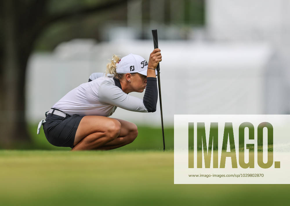 Pauline Roussin of France lines up her putt during the third round at the Cognizant Founders Cup at the Upper Montclair Country Club in Clifton, NJ. CSM Clifton United States of America - ZUMAc04_ 20230513_zaf_c04_015