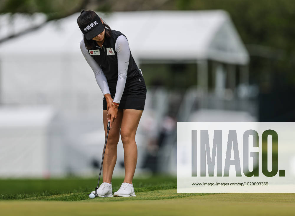 Yu-Sang Hou from Chinese Taipei prepares to putt from the edge of the green during the third round at the Cognizant Founders Cup at the Upper Montclair Country Club in Clifton, NJ. CSM Clifton United States of America - ZUMAc04_ 20230513_zaf_c04_016