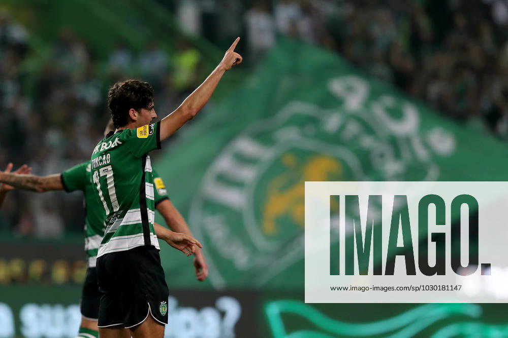 Francisco Trincao of Sporting CP celebrates after scoring a goal during the Portuguese League football match between Sporting CP and SL Benfica at Jose Alvalade stadium in Lisbon, Portugal on May 21, 2023. Lisbon Portugal - ZUMAf123 20230521_zap_f123_009