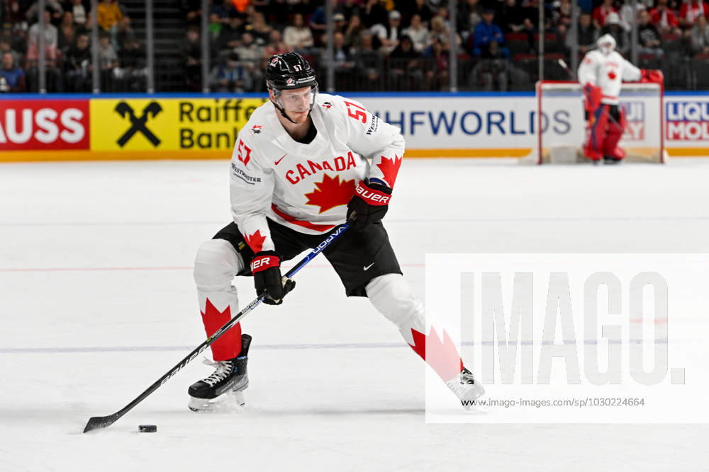 RIGA, LATVIA MAY 22 Tyler Myers of Canada in action during the 2023 IIHF Ice Hockey World Championship Finland Latvia game between Canada and Norway at Arena Riga on May 22, 2023 in Riga, Latvia Riga Arena Riga Latvia