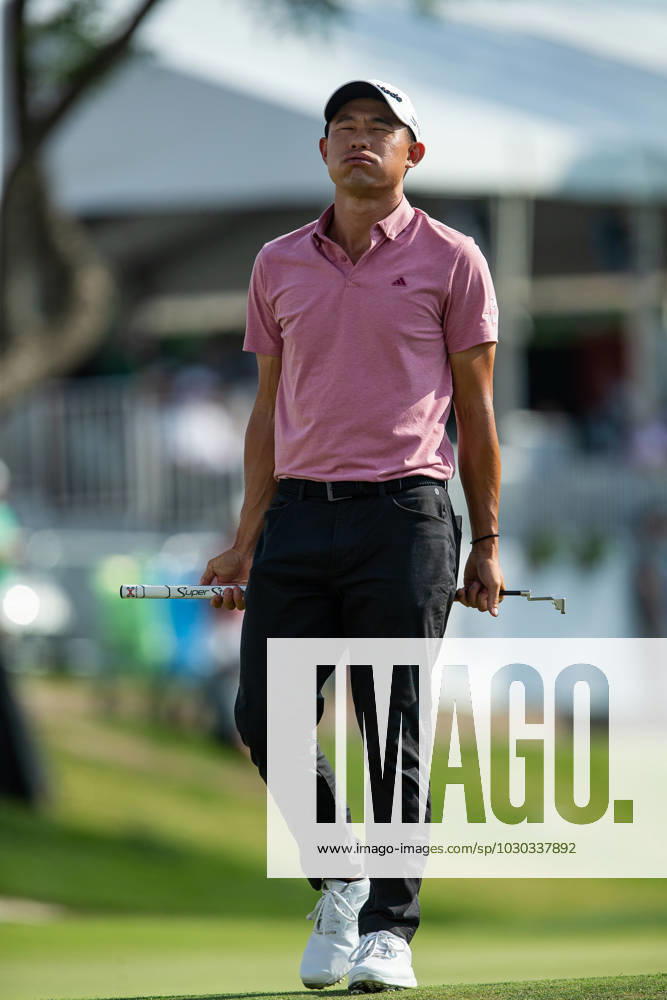 FORTH WORTH, TX - MAY 25: Collin Morikawa of United States finishes his round on hole 18 during the first round of the Charles Schwab Challenge on May 24, 2023, at Colonial Country Club in Fort Worth, Texas. (Photo by Aric Becker Icon Sportswire) GOLF: MAY 25 PGA, Golf Herren - Charles Schwab Challenge Icon230525165