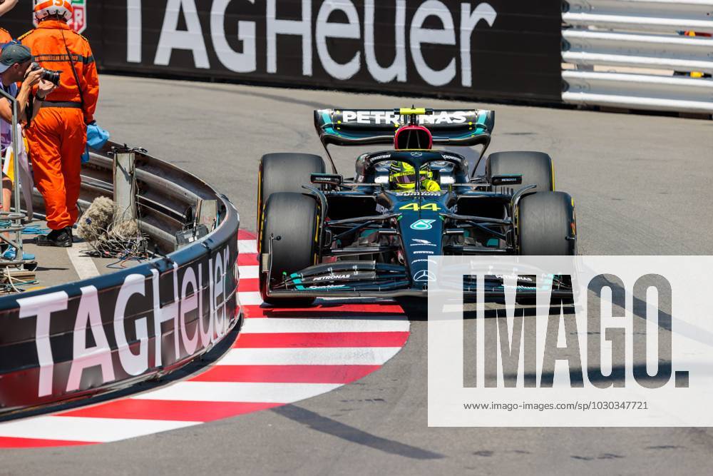Lewis Hamilton Mercedes AMG Petronas Motorsport with his car on the track, Monaco Grand Prix, Motorsport, Formula 1, 2023 season, 26 05 2023 Monaco Grand Prix, Motorsport, Formula 1, 2023 season