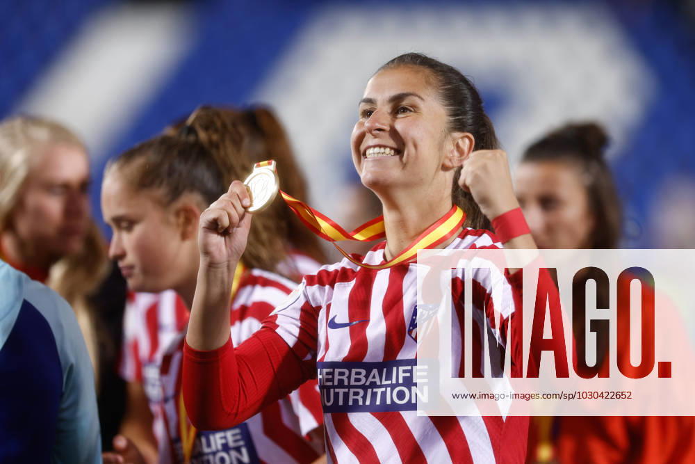 Sonia Majarin of Atletico de Madrid celebrates the victory during the Spanish Women Cup, Copa de la Reina, Final football match played between Real Madrid and Atletico de Madrid at Municipal de Butarque stadium on May 27, 2023, in Leganes, Madrid, Spain. LEGANES SPAIN - ZUMAa181 20230528_zaa_a181_229