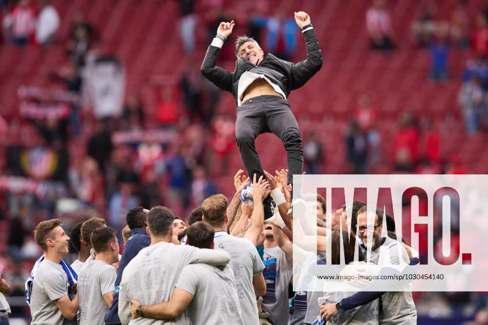 KW21 Real Sociedad players celebrate qualifying for the Champions League during the LaLiga Santander match between Atletico de Madrid and Real Sociedad at Civitas Metropolitano on May 28, 2023 in Madrid, Spain. SPO