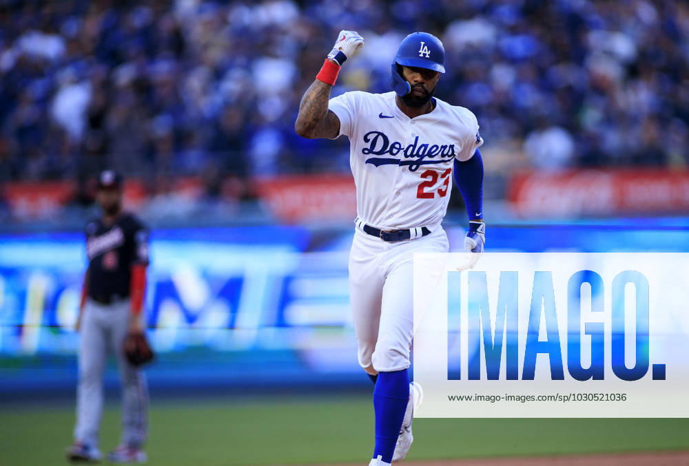 Jason Hayward 23 of the Los Angeles Dodgers rounds the bases after hitting a solo home run in the second inning during their MLB, Baseball Herren, USA regular season game against the Washington Nationals on Tuesday May 30, 2023 at Dodger Stadium in Los Angeles, California. Dodgers beat Nationals, 9-3. PI Los Angeles USA - ZUMAp124 20230530_zaa_p124_038