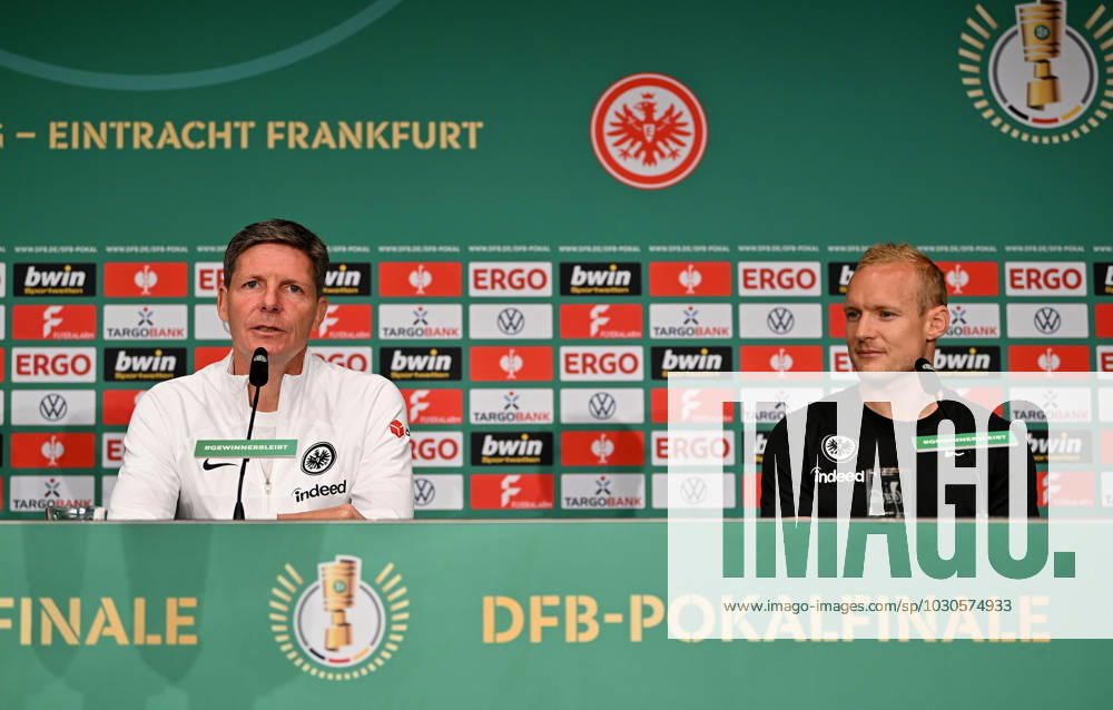 football DFB Pokal final 2023, Eintracht Frankfurt training and press conference before the match RB Leipzig Eintracht Frankfurt, emonline,, v l coach Oilver Glasner Eintracht Frankfurt zautz, Sebastian Rode Eintracht Frankfurt Berlin