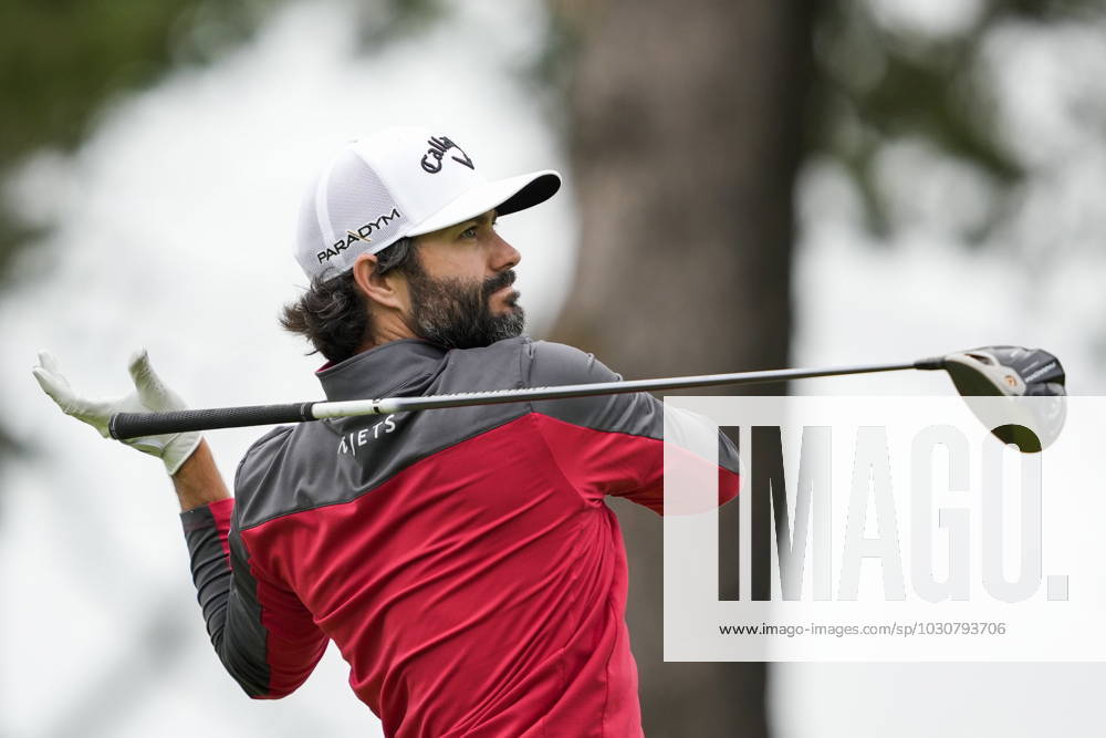 Canadian Adam Hadwin releases his club after teeing off on the sixth hole during the second round of the Canadian Open in Toronto on Friday, June 9, 2023. Canada News - June 9, 2023 - ZUMAc35_ 20230609_zaf_c35_178