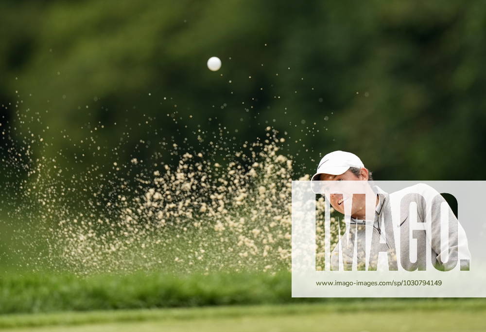 Rory McIlroy of Northern Ireland blasts out of the bunker on the sixth hole during second round at the Canadian Open golf championship in Toronto on Friday, June 9, 2023. Canada News - June 9, 2023 - ZUMAc35_ 20230609_zaf_c35_209