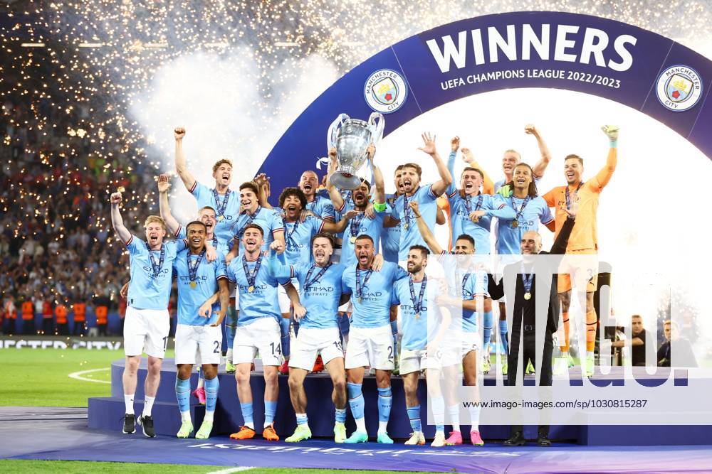 Mandatory Credit: Photo by Kieran McManus Shutterstock (13949252dy) Manchester City players celebrate winning the Champions League as they lift the trophy. Manchester City v Inter Milan, UEFA Champions League, Final, Football, Ataturk Stadium, Istanbul, Turkey - 10 Jun 2023 Manchester City v Inter Milan, UEFA Champions League, Final, Football, Ataturk Stadium, Istanbul, Turkey - 10 Jun 2023
