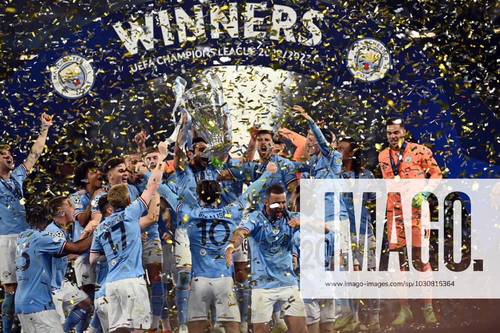 Foto Massimo Paolone LaPresse 10 Giugno 2023 - Istanbul, Turchia - calcio - Manchester City vs Inter - UEFA Champions League 2022 2023 - Finale - Stadio Olimpico Ataturk. Nella foto: Manchester City festeggia dopo la vittoria della UEFA Champions League 2022 2023 June 10, 2023 Istanbul, Turkey - sport, soccer - Manchester City vs Inter - UEFA Champions League 2022 2023 - Final - Ataturk Olympic Stadium. In the pic: Manchester City celebrtaes after winner winning the Champions