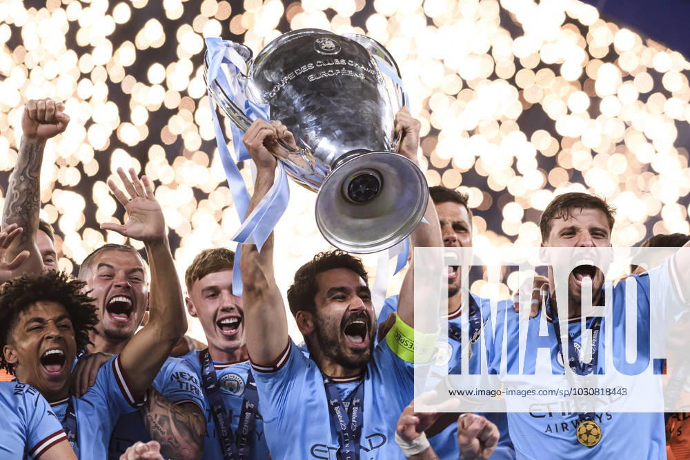 Manchester City FC v FC Internazionale - UEFA Champions League Ä°lkay Gundogan of Manchester City FC lifts the trophy at the end of the UEFA Champions League final football match between Manchester City FC and FC Internazionale. Istanbul Turkey