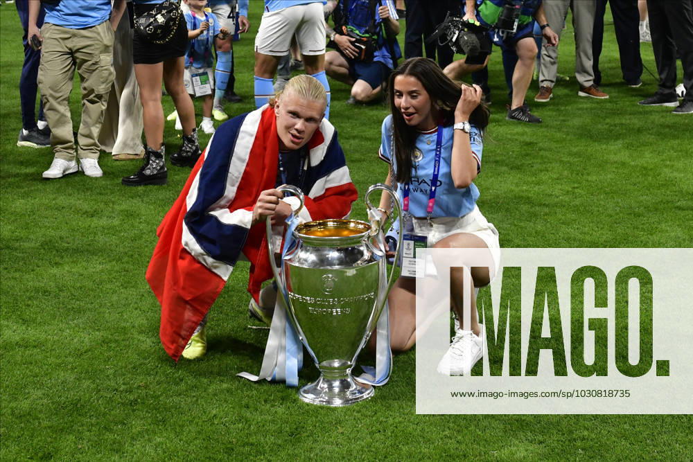 Manchester City win the UEFA Champions League final, Istanbul, Turkey Istanbul, Turkey. 10th, June 2023. Erling Haaland of Manchester City seen in celebrating as the winner of the UEFA Champions League final between Manchester City and Inter at the Atat?rk Stadium in Istanbul. Istanbul Turkey