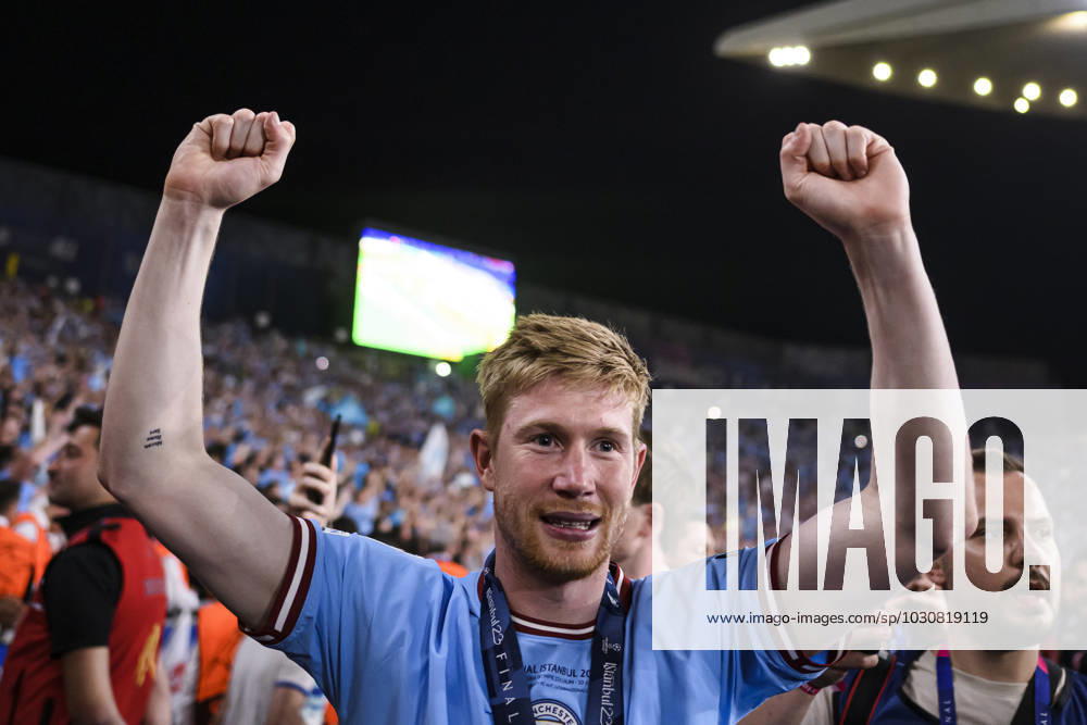 Manchester City FC v FC Internazionale - UEFA Champions League Kevin De Bruyne of Manchester City FC celebrates at the end of the UEFA Champions League final football match between Manchester City FC and FC Internazionale. Istanbul Turkey