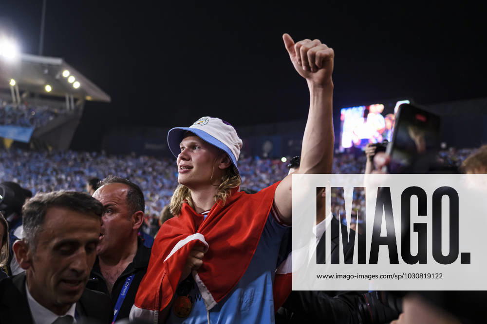 Manchester City FC v FC Internazionale - UEFA Champions League Erling Haaland of Manchester CIty FC celebrates at the end of the UEFA Champions League final football match between Manchester City FC and FC Internazionale. Istanbul Turkey