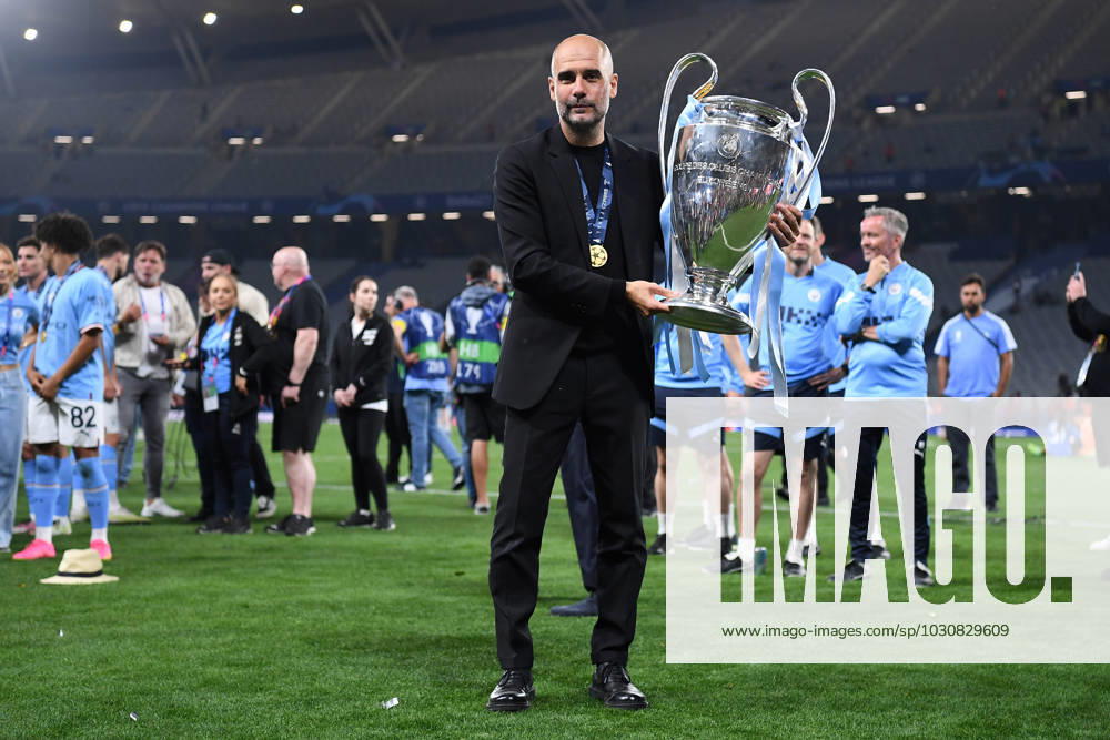 Soccer Champions League final Manchester City Inter Milan on 10 06 2023 at Ataturk Olympic Stadium in Istanbul Josep Pep Guardiola coach head coach Manchester with trophy cup handle pot