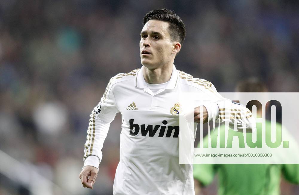 Real Madrid s Jose Callejon celebrates during UEFA Champions League Match. April 04, 2012. (201204040014)