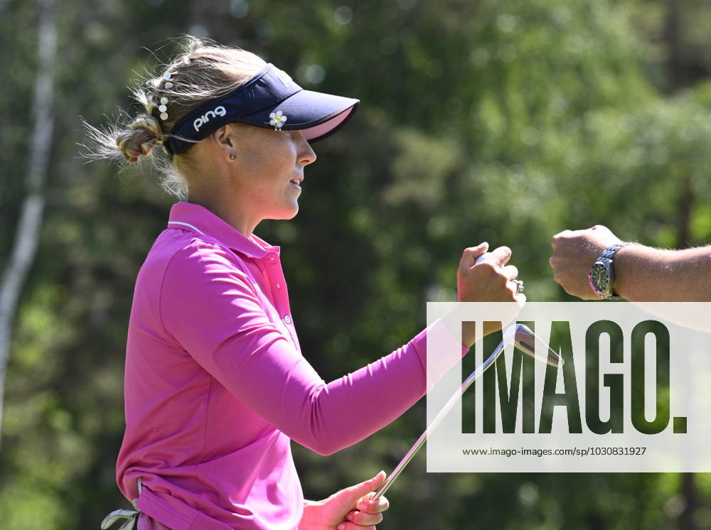 STOCKHOLM 20230611 Elin Arvidsson after sinking a birdie putt on the fourth hole during the final round of the Scandinavian Mixed European Tour event at Ullna golf course STOCKHOLM SWEDEN