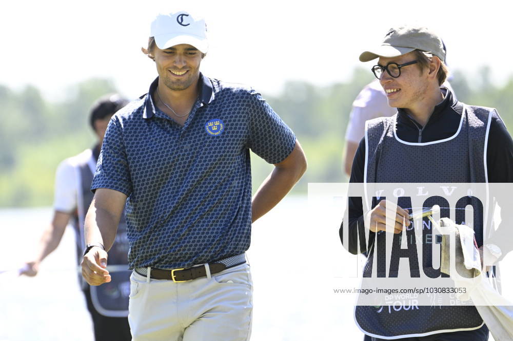 STOCKHOLM 20230611 Hugo Townsend, left, during the final round of the Scandinavian Mixed European Tour event at Ullna golf course STOCKHOLM SWEDEN