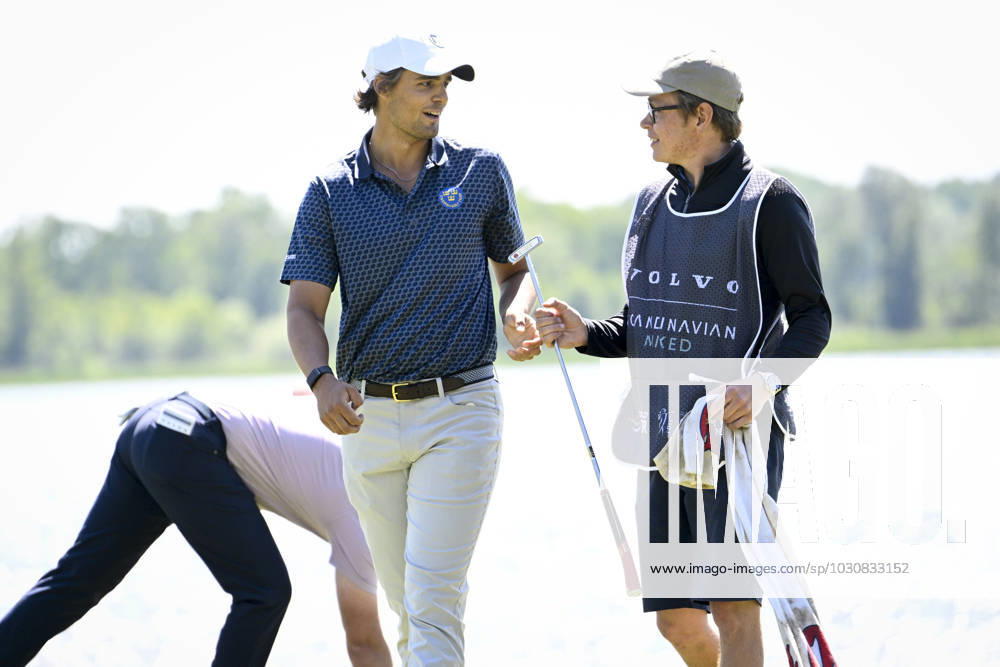 STOCKHOLM 20230611 Hugo Townsend, left, during the final round of the Scandinavian Mixed European Tour event at Ullna golf course STOCKHOLM SWEDEN