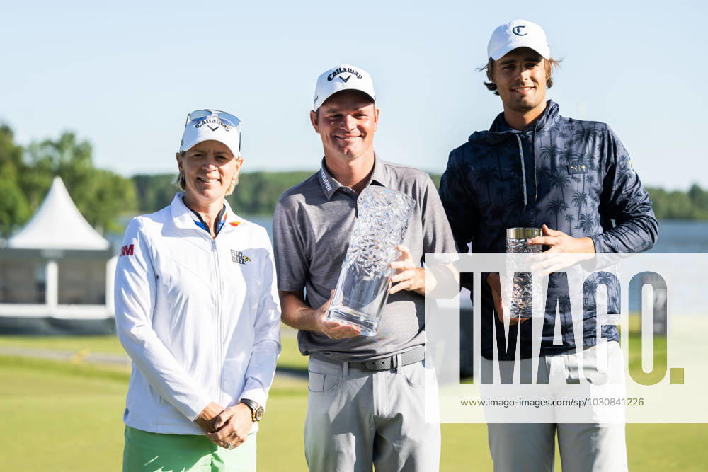Annika Sörenstam, Dale Whitnell of England and Hugo Townsend of Sweden pose for a picture after the fourth round of the Scandinavian Mixed golf tournament on June 11, 2023 in Akersberga Photo Emma Wallskog BILDBYRAN COP 320 EW0211 golf scandinavian mixed day 4 bbeng