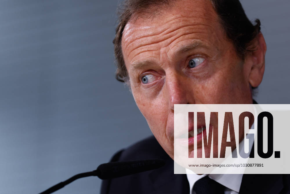 Emilio Butragueno attends his press conference, PK, Pressekonferenz during the presentation of Brahim Diaz as new player of Real Madrid at Ciudad Deportiva Real Madrid on June 13, 2023, in Valdebebas, Madrid, Spain. VALDEBEBAS SPAIN - ZUMAa181 20230613_zaa_a181_004