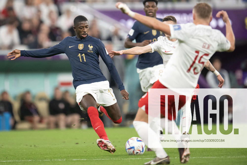 France v Poland - Round of 16 - FIFA World Cup, WM, Weltmeisterschaft, Fussball Doha Ousmane Dembele of France in action during the FIFA World Cup Qatar 2022 Round of 16 match between France v Poland at Al Thumama Stadium on December 04, 2022 in Doha, Qatar. Photo by David Niviere ABACAPRESS.COM DOHA Qatar