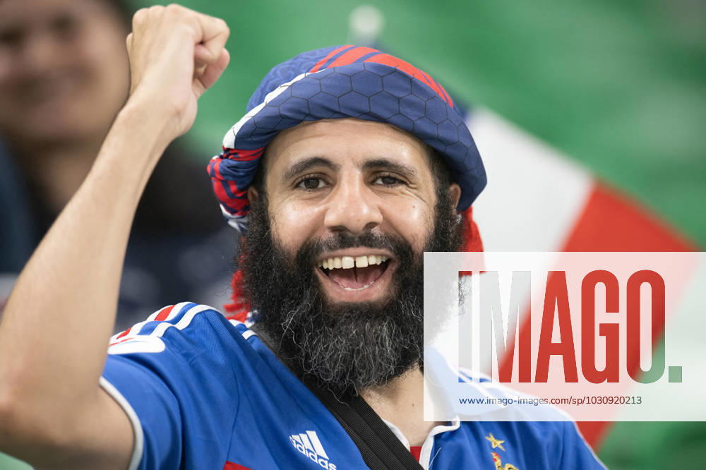 France v Poland - Round of 16 - FIFA World Cup, WM, Weltmeisterschaft, Fussball Doha Fan of France in action during the FIFA World Cup Qatar 2022 Round of 16 match between France v Poland at Al Thumama Stadium on December 04, 2022 in Doha, Qatar. Photo by David Niviere ABACAPRESS.COM DOHA Qatar