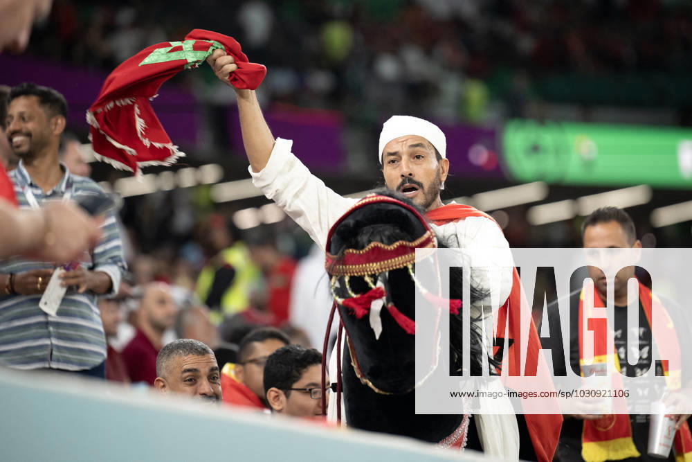 Morocco v Spain - Round of 16 - FIFA World Cup, WM, Weltmeisterschaft, Fussball Doha. Marocan fans attend the FIFA World Cup Qatar 2022 Round of 16 match between Morocco v Spain at the Al-Thumama Stadium, on December 06, 2022 in Doha, Qatar. Photo by David Niviere ABACAPRESS.COM DOHA Qatar