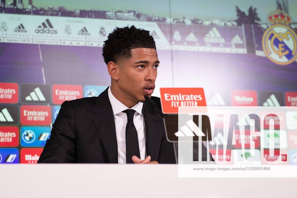 Official presentation of Jude Bellingham as a new Real Madrid player at the Ciudad Deportiva de Valdebebas, Madrid, June 15, 2023 Official presentation of Jude Bellingham as a new Real Madrid player at the Ciudad Deportiva de Valdebebas, Madrid June 15, 2023 900 Cordon Press 900 CordonxPress LOF - Jude Bellingham