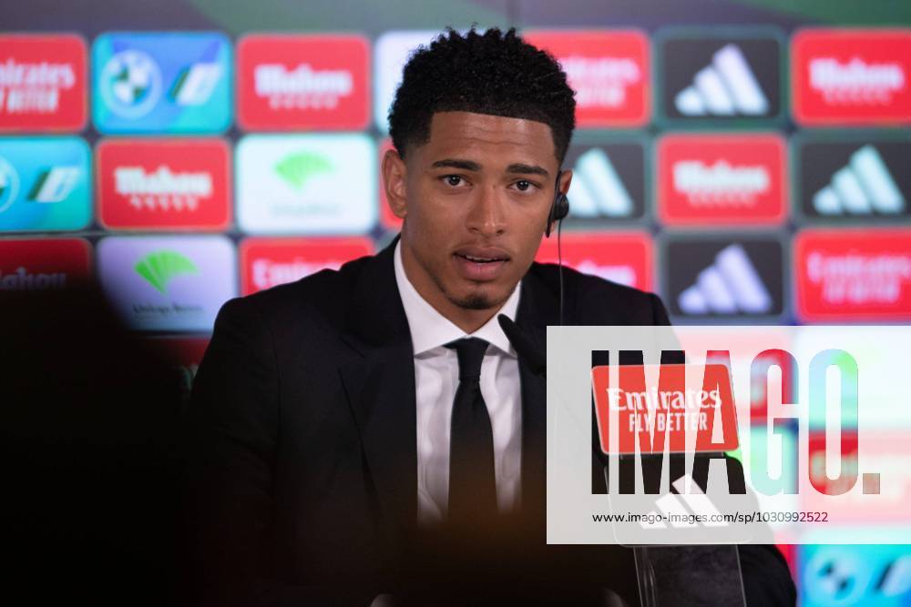 Official presentation of Jude Bellingham as a new Real Madrid player at the Ciudad Deportiva de Valdebebas, Madrid, June 15, 2023 Official presentation of Jude Bellingham as a new Real Madrid player at the Ciudad Deportiva de Valdebebas, Madrid June 15, 2023 900 Cordon Press 900 CordonxPress LOF - Jude Bellingham