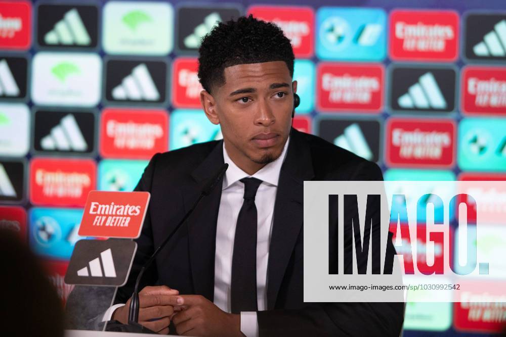 Official presentation of Jude Bellingham as a new Real Madrid player at the Ciudad Deportiva de Valdebebas, Madrid, June 15, 2023 Official presentation of Jude Bellingham as a new Real Madrid player at the Ciudad Deportiva de Valdebebas, Madrid June 15, 2023 900 Cordon Press 900 CordonxPress LOF - Jude Bellingham