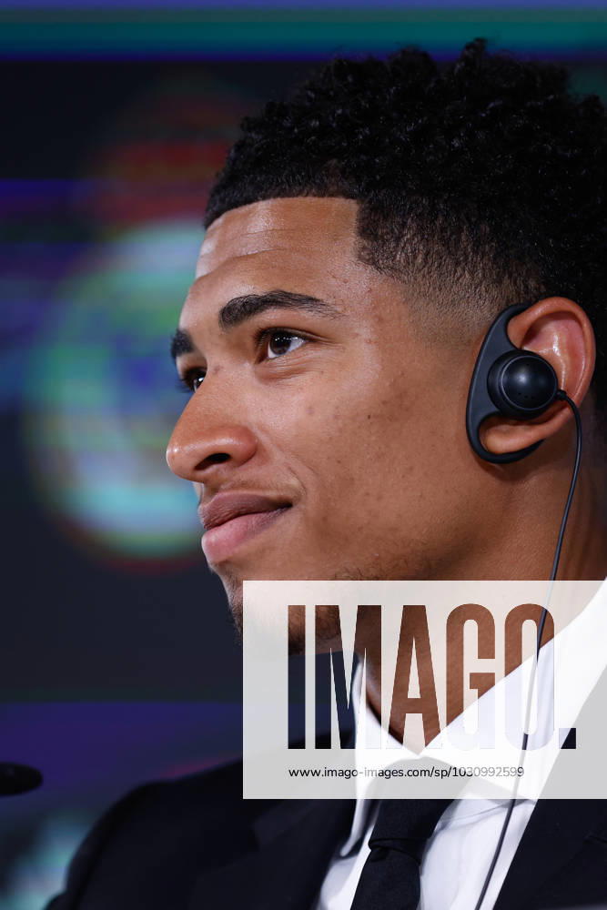 Jude Bellingham attends his press conference, PK, Pressekonferenz during his presentation as new player of Real Madrid at Ciudad Deportiva Real Madrid on June 15, 2023, in Valdebebas, Madrid, Spain. VALDEBEBAS SPAIN - ZUMAa181 20230615_zaa_a181_005