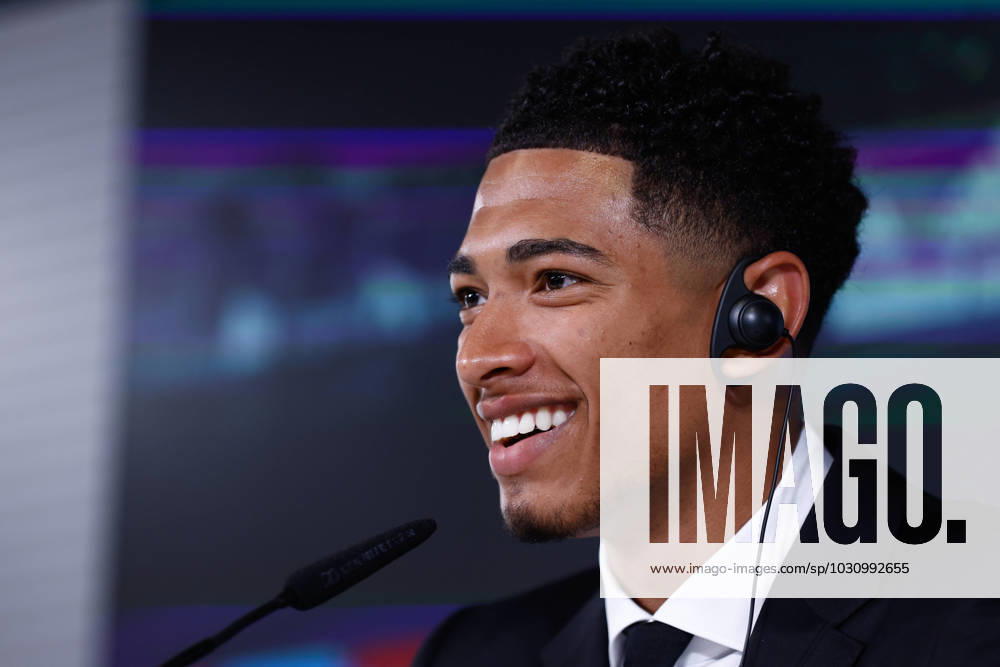 Jude Bellingham attends his press conference, PK, Pressekonferenz during his presentation as new player of Real Madrid at Ciudad Deportiva Real Madrid on June 15, 2023, in Valdebebas, Madrid, Spain. VALDEBEBAS SPAIN - ZUMAa181 20230615_zaa_a181_009