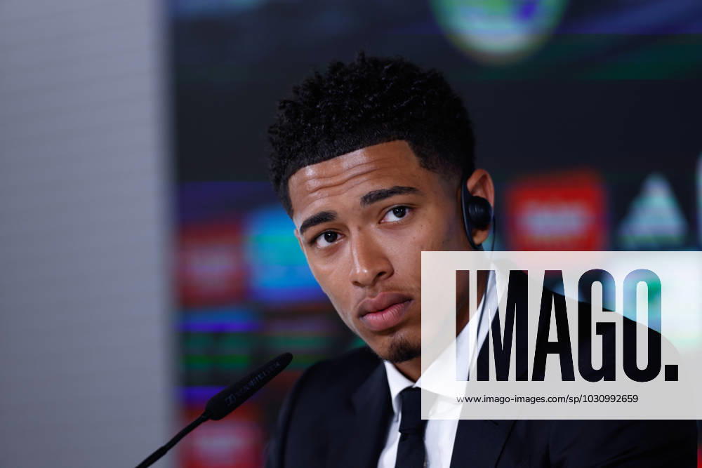 Jude Bellingham attends his press conference, PK, Pressekonferenz during his presentation as new player of Real Madrid at Ciudad Deportiva Real Madrid on June 15, 2023, in Valdebebas, Madrid, Spain. VALDEBEBAS SPAIN - ZUMAa181 20230615_zaa_a181_012