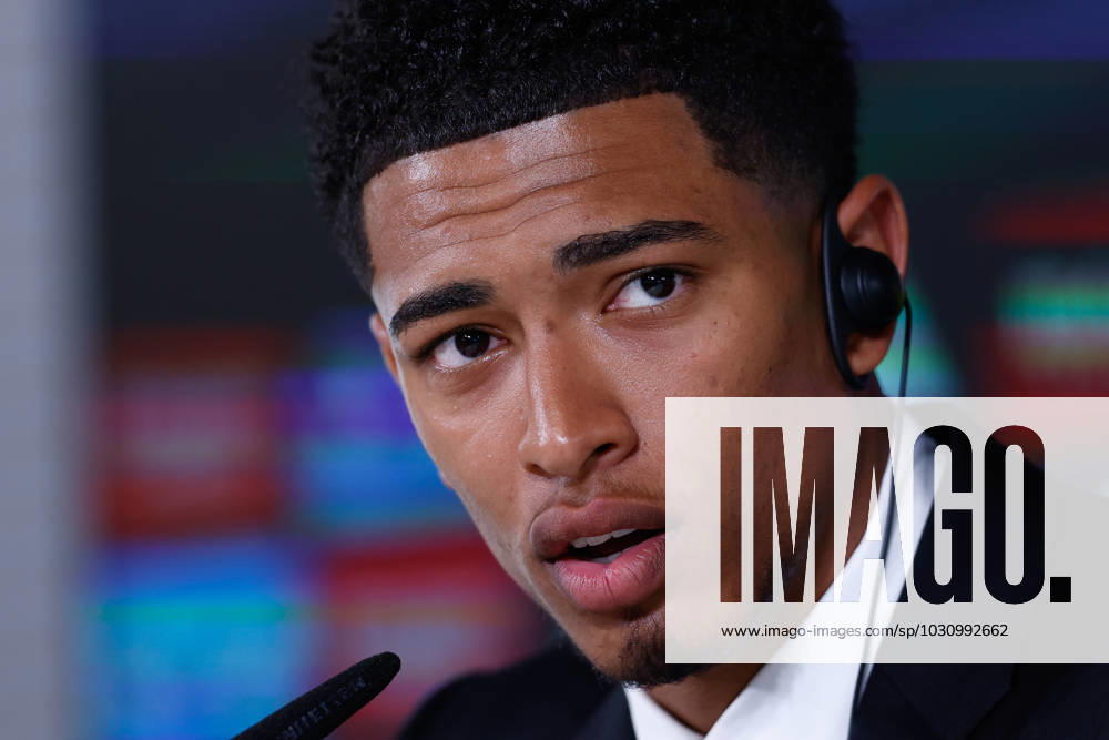 Jude Bellingham attends his press conference, PK, Pressekonferenz during his presentation as new player of Real Madrid at Ciudad Deportiva Real Madrid on June 15, 2023, in Valdebebas, Madrid, Spain. VALDEBEBAS SPAIN - ZUMAa181 20230615_zaa_a181_014