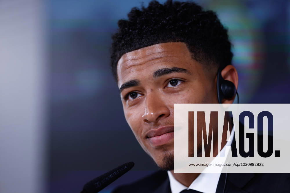 Jude Bellingham attends his press conference, PK, Pressekonferenz during his presentation as new player of Real Madrid at Ciudad Deportiva Real Madrid on June 15, 2023, in Valdebebas, Madrid, Spain. VALDEBEBAS SPAIN - ZUMAa181 20230615_zaa_a181_027