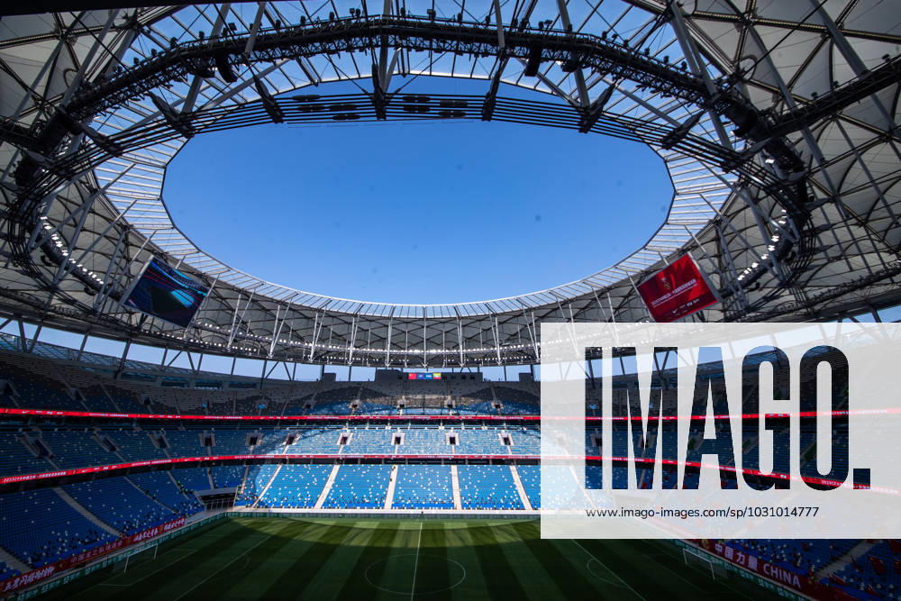 General view inside the stadium during the International Friendly, Länderspiel, Nationalmannschaft match between China and Myanmar at Dalian Suoyuwan Football Stadium on June 16, 2023 in Dalian, Liaoning Province of China.